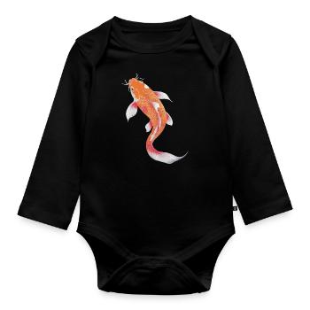 Koi Poisson Carpe Japon Chine Poisson - Body Bébé bio manches longues - noir - Devant