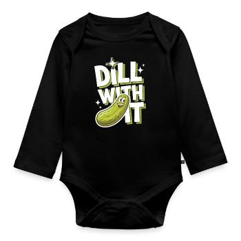 Cucumber Pickle Pickle Food Dill - Organic Longsleeve Baby Bodysuit - black - Front