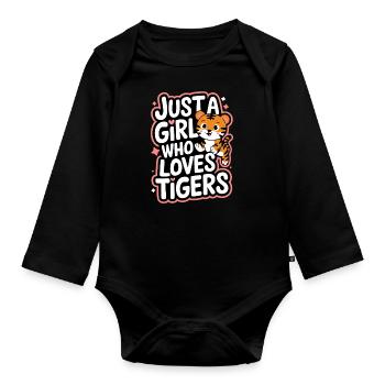 Tiger Tier Zoo Wildtier - Baby Bio-Langarm-Body - Schwarz - Vorne