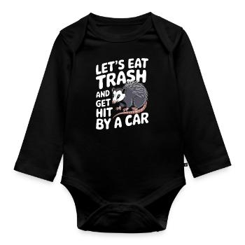 Opossum Possum Animal - Organic Longsleeve Baby Bodysuit - black - Front