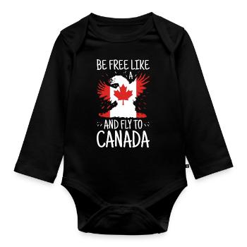 Drapeau du Canada Feuille d’érable Drapeau canadien Canada - Body Bébé bio manches longues - noir - Devant
