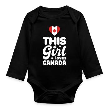 Drapeau du Canada Feuille d’érable Drapeau canadien Canada - Body Bébé bio manches longues - noir - Devant