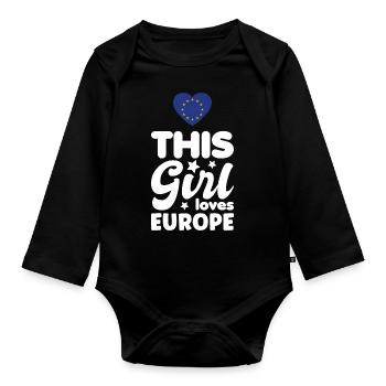 Europe Flag EU Euro European Flag - Organic Longsleeve Baby Bodysuit - black - Front