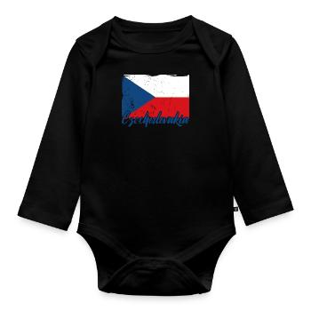 National Patriotisch Tschechien Slowakei Land - Baby Bio-Langarm-Body - Schwarz - Vorne