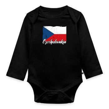 National Patriotisch Tschechien Slowakei Land - Baby Bio-Langarm-Body - Schwarz - Vorne