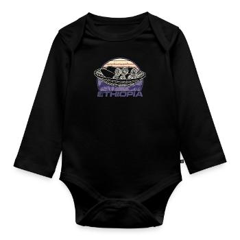 Äthiopien Afrika Fladenbrot Injera Brot Backen - Baby Bio-Langarm-Body - Schwarz - Vorne