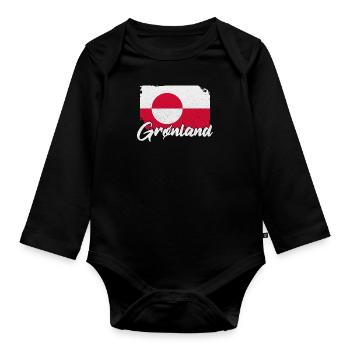 Grönland Kalaallit Nunaat Dänisch Insel - Baby Bio-Langarm-Body - Schwarz - Vorne