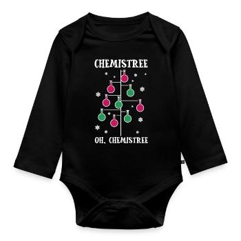 Xmas Pun Chemis Tree - Baby Bio-Langarm-Body - Schwarz - Vorne