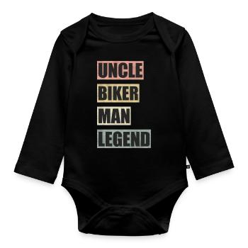 Motorrad Onkel Mann Legende - Baby Bio-Langarm-Body - Schwarz - Vorne