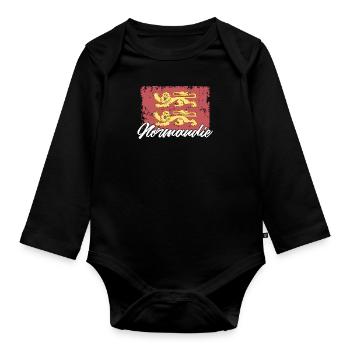 Normannisch Nordwesteuropa Normandie Region - Baby Bio-Langarm-Body - Schwarz - Vorne