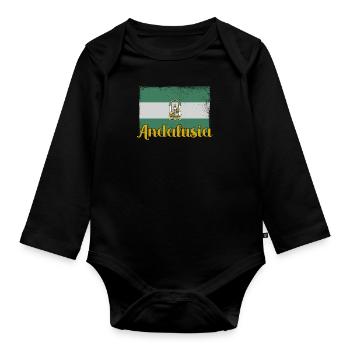 Andalusien Flagge Iberische Halbinsel Sevilla - Baby Bio-Langarm-Body - Schwarz - Vorne
