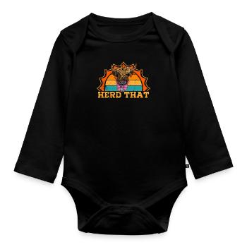 Kuh behaart Hochlandrind Kuh Bauer Tier - Baby Bio-Langarm-Body - Schwarz - Vorne