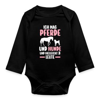 Pferd Hund Pferde Liebhaber Geschenk - Baby Bio-Langarm-Body - Schwarz - Vorne