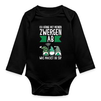 Garten-arbeit Gnome Gartenbau Geschenk - Baby Bio-Langarm-Body - Schwarz - Vorne