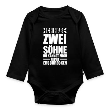 2 Söhne Familie Mama von 2 Söhnen Geschenk - Baby Bio-Langarm-Body - Schwarz - Vorne