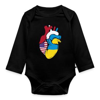 Ukraine - Baby Bio-Langarm-Body - Schwarz - Vorne