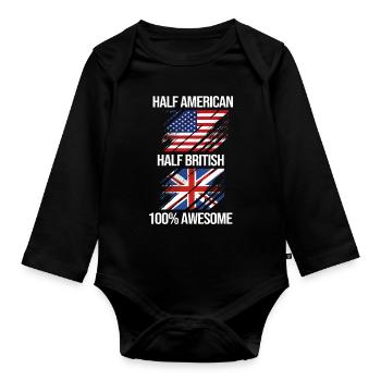 England English - Organic Longsleeve Baby Bodysuit - black - Front