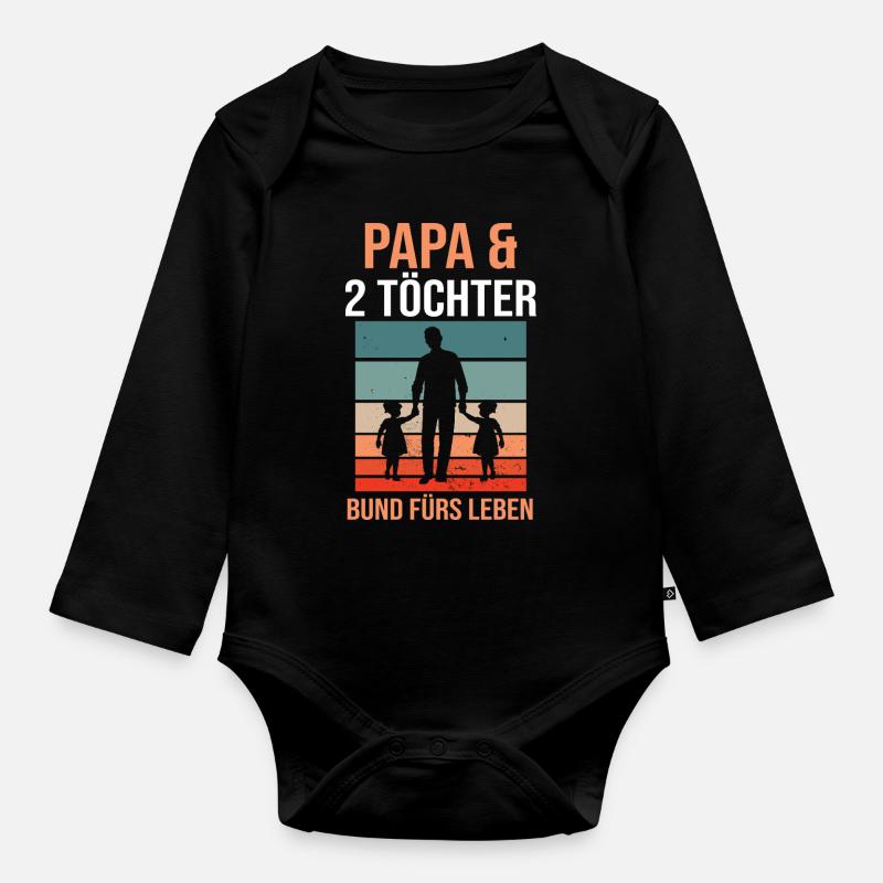 Papa Vatertag Sohn Geschenk - Baby Bio-Langarm-Body - Schwarz