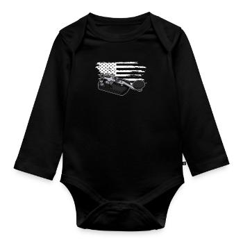 Morse Mortar Radio Radio Technician Hobby Ham - Organic Longsleeve Baby Bodysuit - black - Front