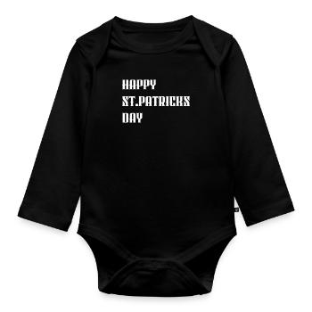 « Joyeuse Saint-Patrick » Blanc - Body Bébé bio manches longues - noir - Devant