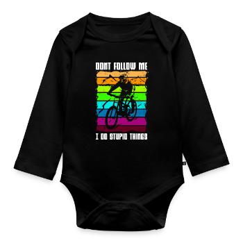 Dont follow me i do stupid things Mountainbike and - Body Bébé bio manches longues - noir - Devant