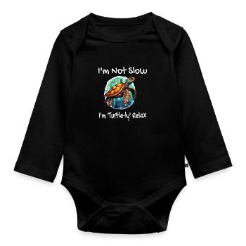Turtle - Chill - Organic Longsleeve Baby Bodysuit - black - Front