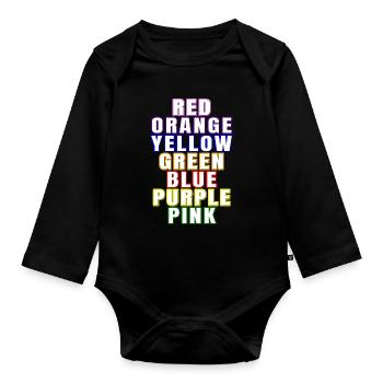 Couleurs de l’arc-en-ciel - drôle ROYGBIV - Body Bébé bio manches longues - noir - Devant