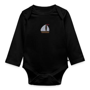 Voilier brodé - Body Bébé bio manches longues - noir - Devant