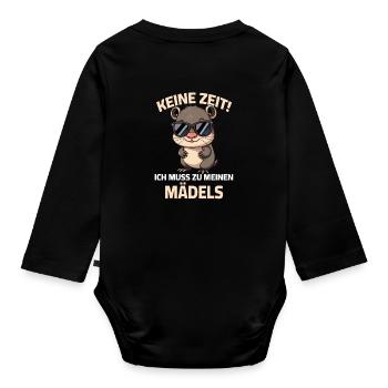 Hamster - Pas le temps, je dois aller voir mes filles - Body Bébé bio manches longues - noir - Dos