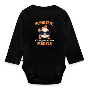 Keine Zeit ich muss zu meinen Mädels - Fisch cool - Baby Bio-Langarm-Body - Schwarz - Hinten