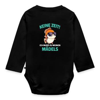 Pas le temps, je dois aller chez mes filles - poisson - Body Bébé bio manches longues - noir - Dos