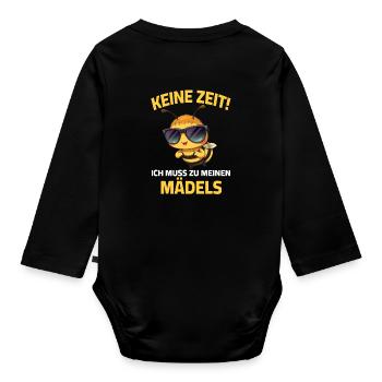 Bee beekeeper - No time, I have to go to my girls - Organic Longsleeve Baby Bodysuit - black - Back