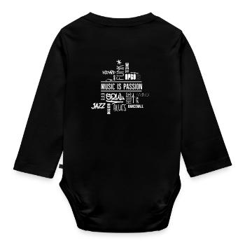 Music is passion - Wordcloud (white) (Rücken) - Baby Bio-Langarm-Body - Schwarz - Hinten