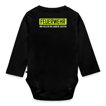 Feuerwehr Helfen andere Gaffen Geschenk - Baby Bio-Langarm-Body - Schwarz - Hinten