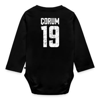 Corum 19 Turkey Turkiye TR Gift Holiday Turk - Organic Longsleeve Baby Bodysuit - black - Back