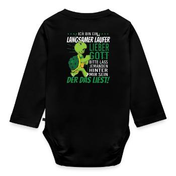 Langsamer Läufer Schildkröte laufen Joggen Lachen - Baby Bio-Langarm-Body - Schwarz - Hinten