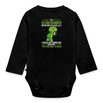 Tortue je suis un coureur lent marathon - Body Bébé bio manches longues - noir - Dos