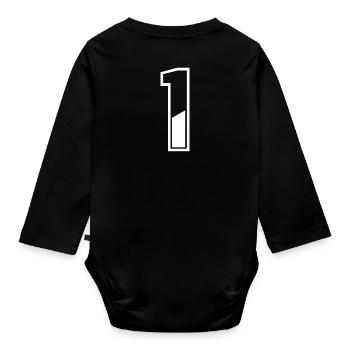 1 year jersey number 1 T-shirt number 1 - Organic Longsleeve Baby Bodysuit - black - Back
