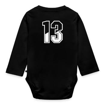 13 years jersey number 13 T-shirt number 13 - Organic Longsleeve Baby Bodysuit - black - Back