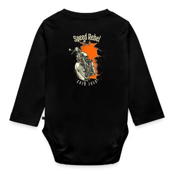 Speed Rebel ESTD 1958 - Biker und Chapter Design - Baby Bio-Langarm-Body - Schwarz - Hinten