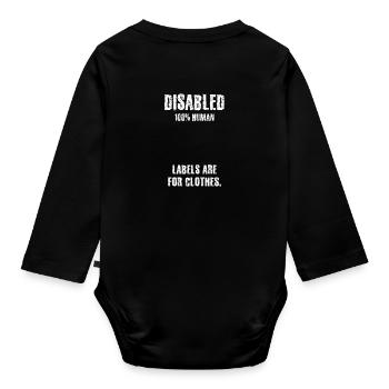 Solidarity, Disability, Handicap, Inclusion - Organic Longsleeve Baby Bodysuit - black - Back