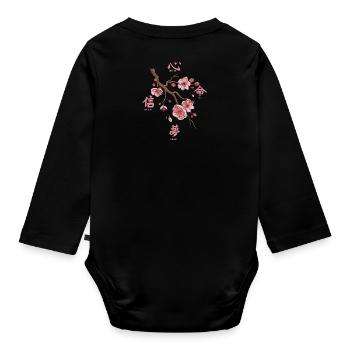 Arrière-plan japonais esthétique fleur de cerisier - Body Bébé bio manches longues - noir - Dos