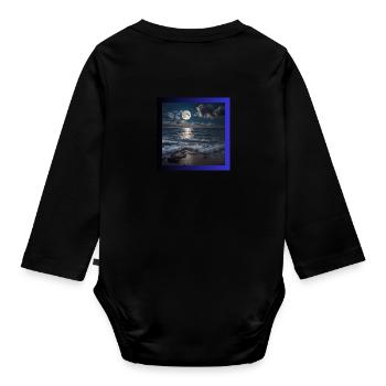 Full moon with sea - Organic Longsleeve Baby Bodysuit - black - Back