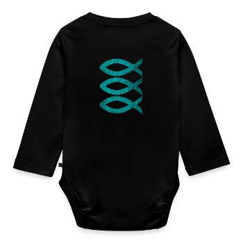 Christlich Fische Jesus Fisch - Baby Bio-Langarm-Body - Schwarz - Hinten