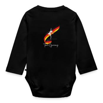 Team Germany mit Tänzerin und Flagge Backprint - Baby Bio-Langarm-Body - Schwarz - Hinten