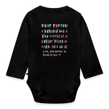 Chère personne derrière moi - Body Bébé bio manches longues - noir - Dos