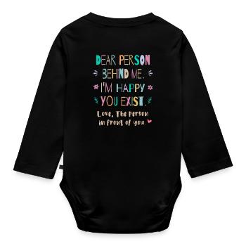 Chère personne derrière moi, je suis content que ce soit toi - Body Bébé bio manches longues - noir - Dos