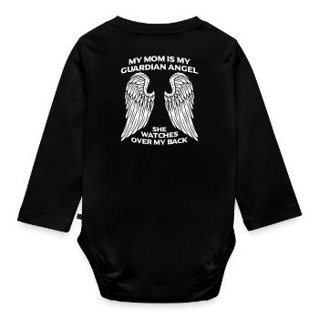 Naissance fils fille maman ange ange gardien ailes - Body Bébé bio manches longues - noir - Dos