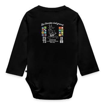 Vendée race around the globe - Organic Longsleeve Baby Bodysuit - black - Back