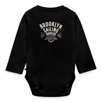 Brooklyn sailing supplies water street - Organic Longsleeve Baby Bodysuit - black - Back